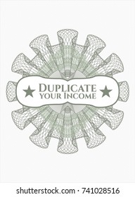 Green passport rossete with text Duplicate your Income inside