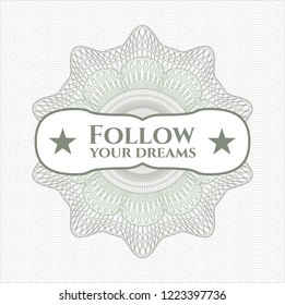 Green passport rossete with text Follow your dreams inside