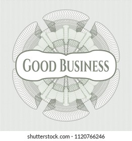 Green passport rossete with text Good Business inside