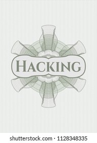 Green passport rossete with text Hacking inside