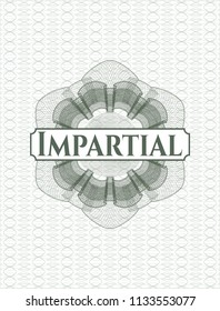 Green passport rossete with text Impartial inside