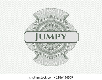 Green passport rossete with text Jumpy inside