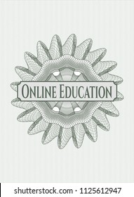 Green passport rossete with text Online Education inside