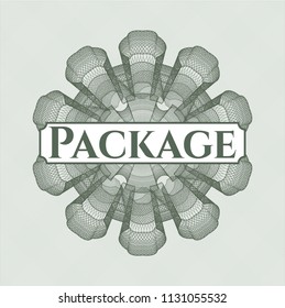 Green passport rossete with text Package inside