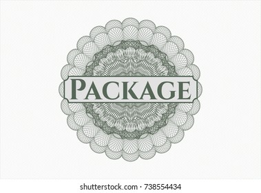 Green passport rossete with text Package inside