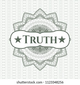 Green passport rossete with text Truth inside