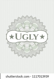 Green passport rossete with text Ugly inside