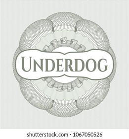 Green passport rossete with text Underdog inside