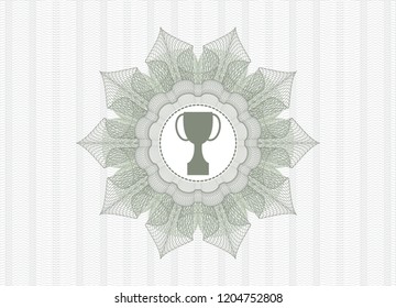 Green passport rossete with trophy icon inside