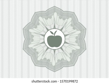 Green passport style rosette with apple icon inside