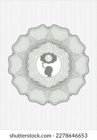 Green passport style rosette. with depression icon inside