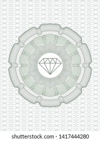 Green passport style rosette with diamond icon inside