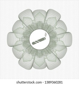 Green passport style rosette with joint, cigarette icon inside