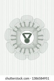 Green passport style rosette with medal icon inside