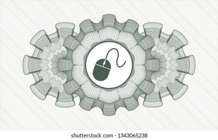 Green passport style rosette with mouse icon inside