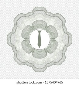 Green passport style rosette with necktie icon inside