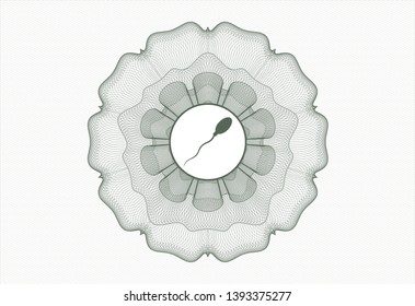 Green passport style rosette with sperm icon inside