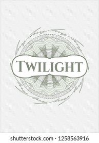 Green passport style rosette with text Twilight inside