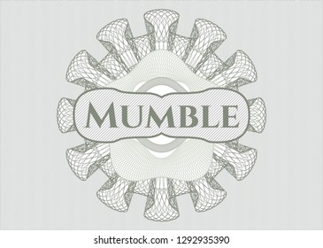 Green passport style rosette with text Mumble inside
