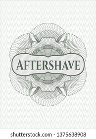 Green passport style rosette with text Aftershave inside