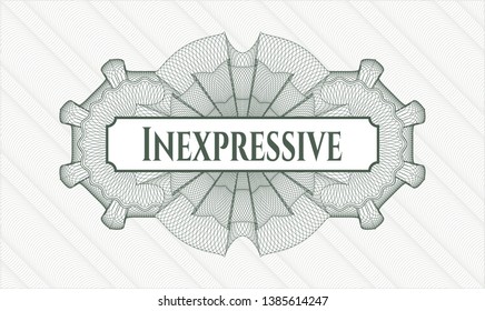 Green passport style rosette with text Inexpressive inside
