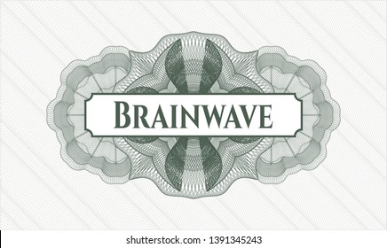 Green passport style rosette with text Brainwave inside