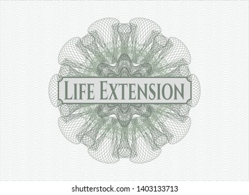 Green Passport Style Rosette With Text Life Extension Inside