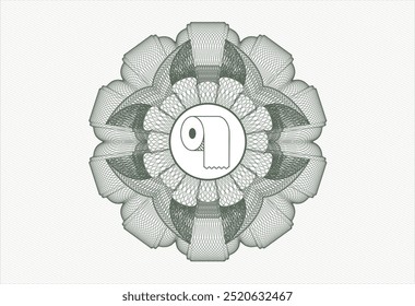 Roseta estilo passaporte verde. com ícone de papel higiênico dentro