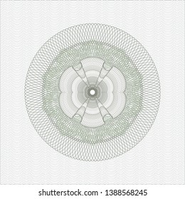 Green passport style rosette. Vector Illustration. Detailed.