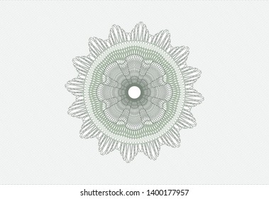 Green passport style rosette. Vector Illustration. Detailed.