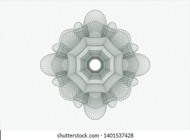 Green passport style rosette. Vector Illustration. Detailed.