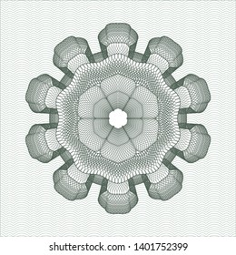 Green passport style rosette. Vector Illustration. Detailed.