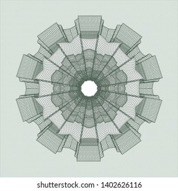 Green passport style rosette. Vector Illustration. Detailed.