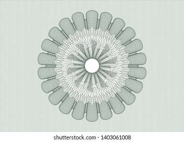 Green passport style rosette. Vector Illustration. Detailed.