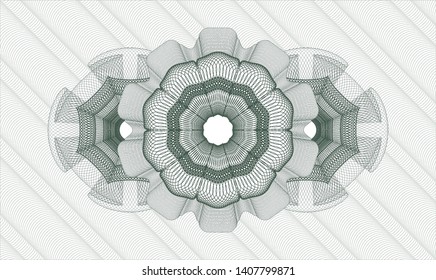 Green passport style rosette. Vector Illustration. Detailed.
