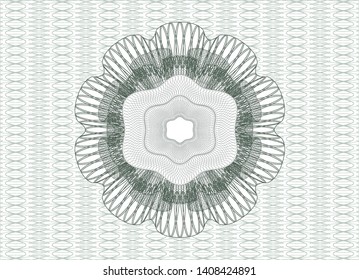 Green passport style rosette. Vector Illustration. Detailed.