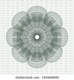 Green passport style rosette. Vector Illustration. Detailed.