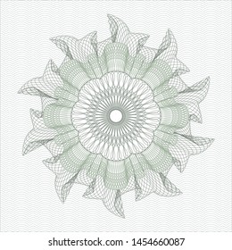 Green passport style rosette. Vector Illustration. Detailed.