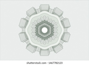 Green passport style rosette. Vector Illustration. Detailed.