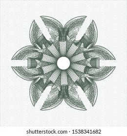 Green passport style rosette. Vector Illustration. Detailed.