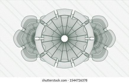 Green passport style rosette. Vector Illustration. Detailed.