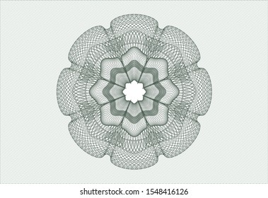 Green passport style rosette. Vector Illustration. Detailed.
