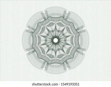 Green passport style rosette. Vector Illustration. Detailed.
