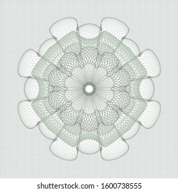 Green passport style rosette. Vector Illustration. Detailed.