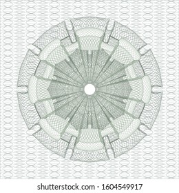 Green passport style rosette. Vector Illustration. Detailed.