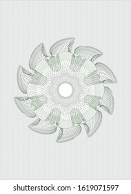 Green passport style rosette. Vector Illustration. Detailed.