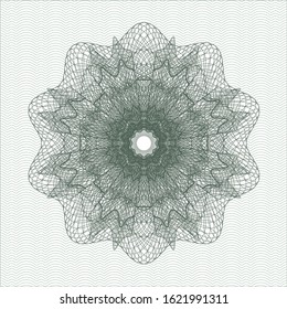 Green passport style rosette. Vector Illustration. Detailed.