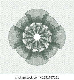 Green passport style rosette. Vector Illustration. Detailed.