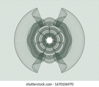 Green passport style rosette. Vector Illustration. Detailed.