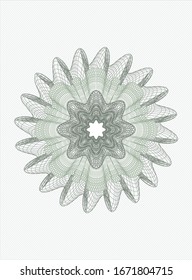 Green passport style rosette. Vector Illustration. Detailed.